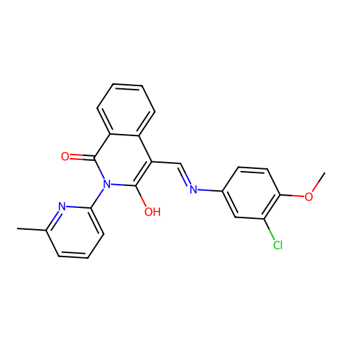 4-[(3-chloro-4-methoxyanilino)methylidene]-2-(6-methylpyridin-2-yl)isoquinoline-1,3-dione structure