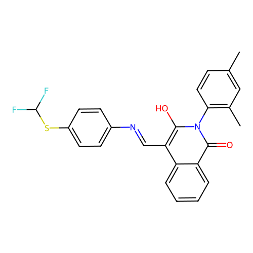 (4Z)-4-[({4-[(difluoromethyl)sulfanyl]phenyl}amino)methylidene]-2-(2,4-dimethylphenyl)isoquinoline-1,3(2H,4H)-dione structure