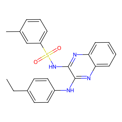 N-(3-((4-ethylphenyl)amino)quinoxalin-2-yl)-3-methylbenzenesulfonamide structure