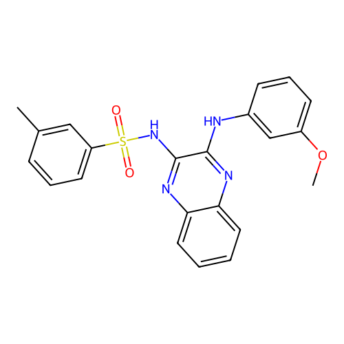 N-(3-((3-methoxyphenyl)amino)quinoxalin-2-yl)-3-methylbenzenesulfonamide structure