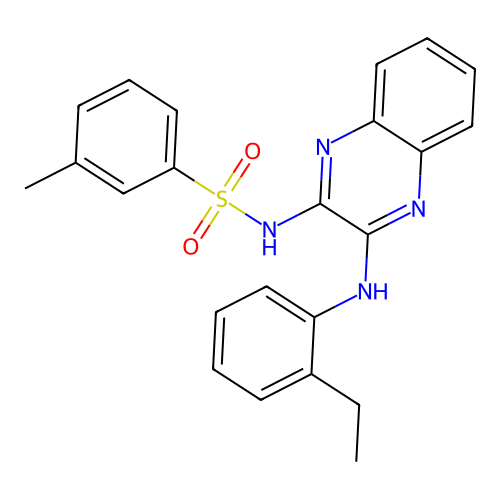 N-(3-((2-ethylphenyl)amino)quinoxalin-2-yl)-3-methylbenzenesulfonamide structure