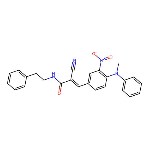 (E)-2-Cyano-3-[4-(N-methylanilino)-3-nitrophenyl]-N-(2-phenylethyl)prop-2-enamide structure