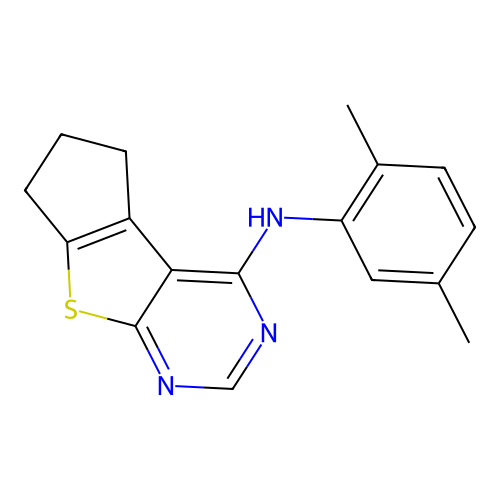 N-(2,5-dimethylphenyl)-6,7-dihydro-5H-cyclopenta[4,5]thieno[2,3-d]pyrimidin-4-amine structure