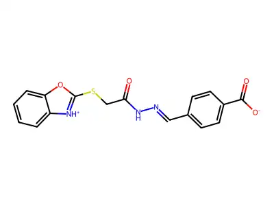 4-[[[2-(1,3-Benzoxazol-3-ium-2-ylsulfanyl)acetyl]hydrazinylidene]methyl]benzoate structure