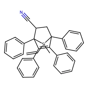 7-ethenyl-7-methyl-1,2,3,4-tetraphenyl-7-silabicyclo[2.2.1]hept-2-ene-5-carbonitrile structure