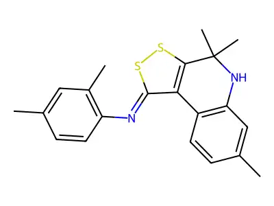 N-(2,4-dimethylphenyl)-4,4,7-trimethyl-5H-dithiolo[3,4-c]quinolin-1-imine structure