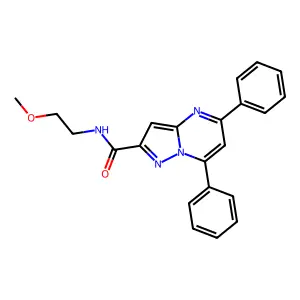 N-(2-methoxyethyl)-5,7-diphenylpyrazolo[1,5-a]pyrimidine-2-carboxamide structure