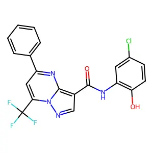 N-(5-chloro-2-hydroxyphenyl)-5-phenyl-7-(trifluoromethyl)pyrazolo[1,5-a]pyrimidine-3-carboxamide structure