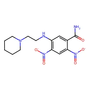 2,4-Dinitro-5-(2-piperidin-1-ylethylamino)benzamide structure