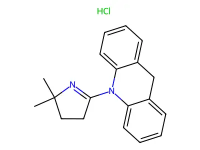 Acridine, 9,10-dihydro-10-(3,4-dihydro-2,2-dimethyl-2H-pyrrol-5-yl)-, monohydrochloride structure