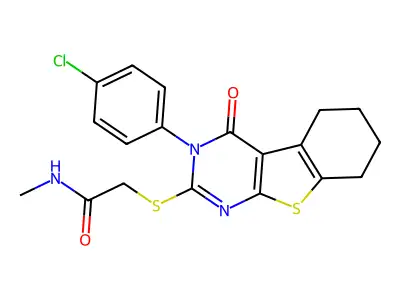 2-[[3-(4-chlorophenyl)-4-oxo-5,6,7,8-tetrahydro-[1]benzothiolo[2,3-d]pyrimidin-2-yl]sulfanyl]-N-methylacetamide structure
