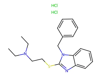 2-(1-Benzylbenzimidazol-2-yl)sulfanyl-N,N-diethylethanamine;dihydrochloride structure