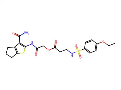 [2-[(3-carbamoyl-5,6-dihydro-4H-cyclopenta[b]thiophen-2-yl)amino]-2-oxoethyl] 3-[(4-ethoxyphenyl)sulfonylamino]propanoate structure