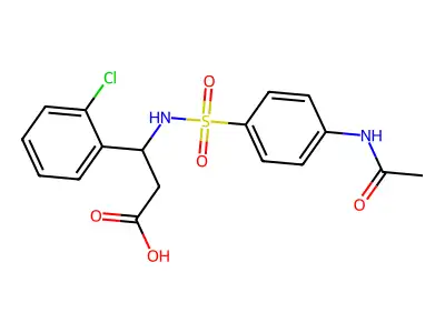 3-(2-Chlorophenyl)-3-(4-acetamidobenzenesulfonamido)propanoic acid structure