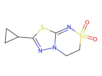 7-cyclopropyl-3,4-dihydro-[1,3,4]thiadiazolo[2,3-c][1,2,4]thiadiazine 2,2-dioxide structure