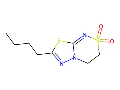 7-Butyl-3,4-dihydro-[1,3,4]thiadiazolo[2,3-c][1,2,4]thiadiazine 2,2-dioxide structure