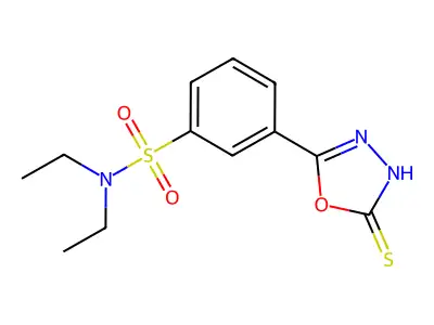 N,N-diethyl-3-(5-sulfanyl-1,3,4-oxadiazol-2-yl)benzene-1-sulfonamide structure