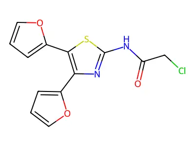 N-[bis(furan-2-yl)-1,3-thiazol-2-yl]-2-chloroacetamide structure