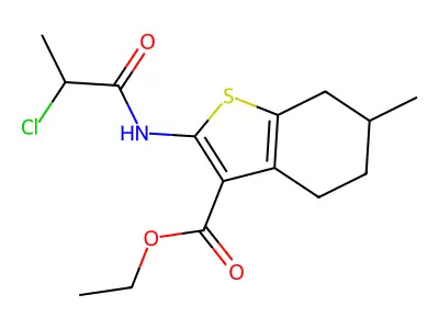 ethyl 2-(2-chloropropanamido)-6-methyl-4,5,6,7-tetrahydro-1-benzothiophene-3-carboxylate structure