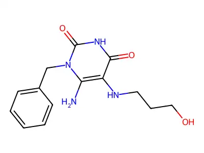6-Amino-1-benzyl-5-(3-hydroxy-propylamino)-1H-pyrimidine-2,4-dione structure