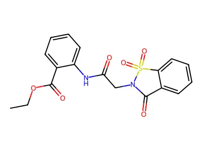 ethyl 2-{[(1,1-dioxido-3-oxo-1,2-benzisothiazol-2(3H)-yl)acetyl]amino}benzoate structure
