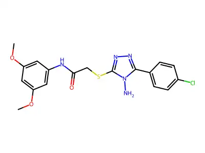 2-((4-Amino-5-(4-CL-PH)-4H-1,2,4-triazol-3-YL)thio)N-(3,5-dimethoxy-PH)acetamide structure