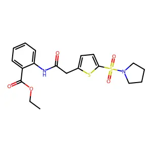 Ethyl 2-[[2-(5-pyrrolidin-1-ylsulfonylthiophen-2-yl)acetyl]amino]benzoate structure