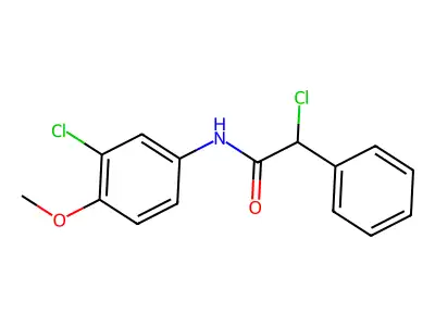 2-chloro-N-(3-chloro-4-methoxyphenyl)-2-phenylacetamide structure