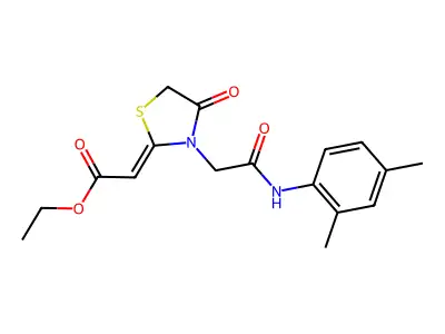 ethyl 2-(3-{[(2,4-dimethylphenyl)carbamoyl]methyl}-4-oxo-1,3-thiazolidin-2-ylidene)acetate structure