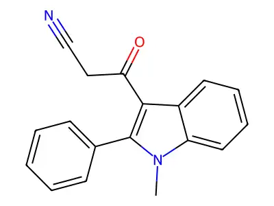 3-(1-methyl-2-phenyl-1H-indol-3-yl)-3-oxopropanenitrile structure