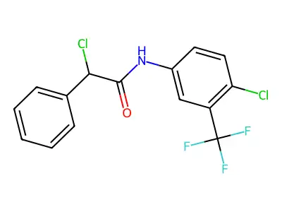 2-chloro-N-[4-chloro-3-(trifluoromethyl)phenyl]-2-phenylacetamide structure