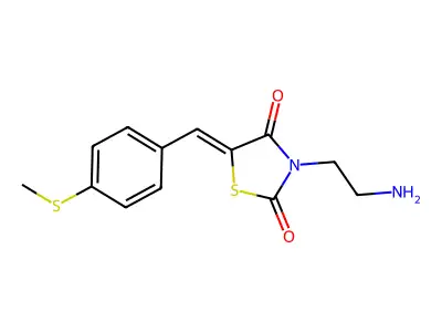 (5E)-3-(2-aminoethyl)-5-[(4-methylsulfanylphenyl)methylidene]-1,3-thiazolidine-2,4-dione structure