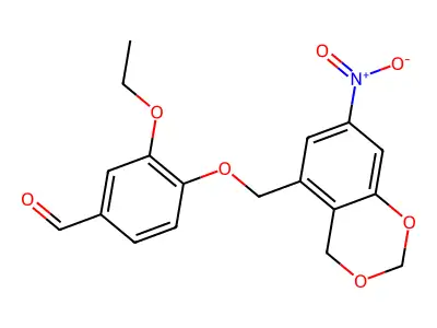 3-ethoxy-4-[(7-nitro-4H-1,3-benzodioxin-5-yl)methoxy]benzaldehyde structure