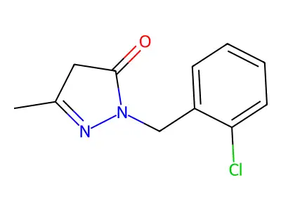 1-[(2-chlorophenyl)methyl]-3-methyl-4,5-dihydro-1H-pyrazol-5-one structure