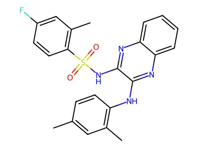 N-{3-[(2,4-dimethylphenyl)amino]quinoxalin-2-yl}-4-fluoro-2-methylbenzene-1-sulfonamide structure