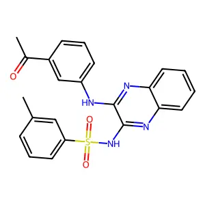 N-(3-((3-acetylphenyl)amino)quinoxalin-2-yl)-3-methylbenzenesulfonamide structure