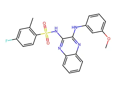 4-fluoro-N-{3-[(3-methoxyphenyl)amino]quinoxalin-2-yl}-2-methylbenzene-1-sulfonamide structure