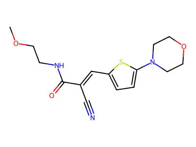 2-cyano-N-(2-methoxyethyl)-3-[5-(morpholin-4-yl)thiophen-2-yl]prop-2-enamide structure