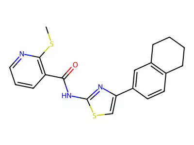 2-(Methylthio)-N-(4-(5,6,7,8-tetrahydronaphthalen-2-yl)thiazol-2-yl)nicotinamide structure