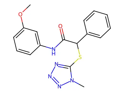 N-(3-methoxyphenyl)-2-(1-methyltetrazol-5-yl)sulfanyl-2-phenylacetamide structure