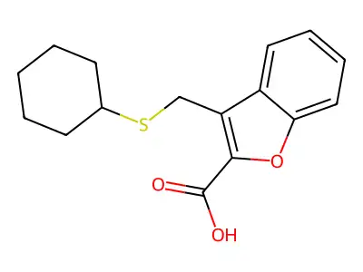 3-[(Cyclohexylsulfanyl)methyl]-1-benzofuran-2-carboxylic acid structure