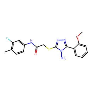 2-{[4-amino-5-(2-methoxyphenyl)-4H-1,2,4-triazol-3-yl]sulfanyl}-N-(3-fluoro-4-methylphenyl)acetamide structure