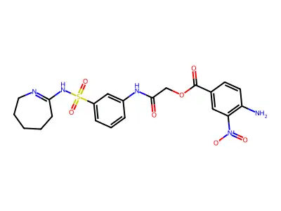 [2-oxo-2-[3-(3,4,5,6-tetrahydro-2H-azepin-7-ylsulfamoyl)anilino]ethyl] 4-amino-3-nitrobenzoate structure