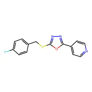 4-{5-[(4-Fluorobenzyl)thio]-1,3,4-oxadiazol-2-yl}pyridine structure