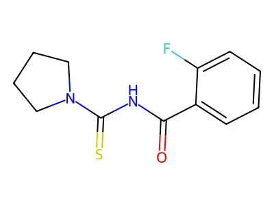 2-fluoro-N-(pyrrolidine-1-carbothioyl)benzamide structure