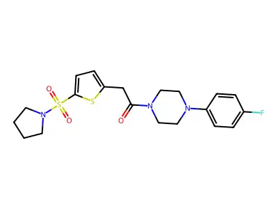1-[4-(4-Fluorophenyl)-1-piperazinyl]-2-[5-(1-pyrrolidinylsulfonyl)-2-thienyl]ethanone structure
