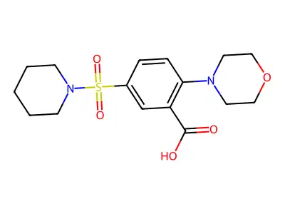 2-(4-Morpholinyl)-5-(1-piperidinylsulfonyl)benzoic acid structure