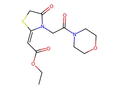 ethyl 2-{3-[2-(morpholin-4-yl)-2-oxoethyl]-4-oxo-1,3-thiazolidin-2-ylidene}acetate structure