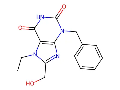 3-Benzyl-7-ethyl-8-(hydroxymethyl)-3,7-dihydro-1H-purine-2,6-dione structure