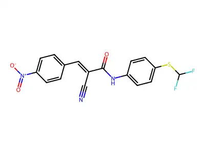2-cyano-N-{4-[(difluoromethyl)sulfanyl]phenyl}-3-(4-nitrophenyl)prop-2-enamide structure